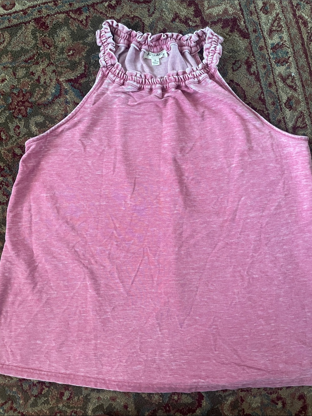 Jane and Delancey Pink Ruffle Neck Halter Tank